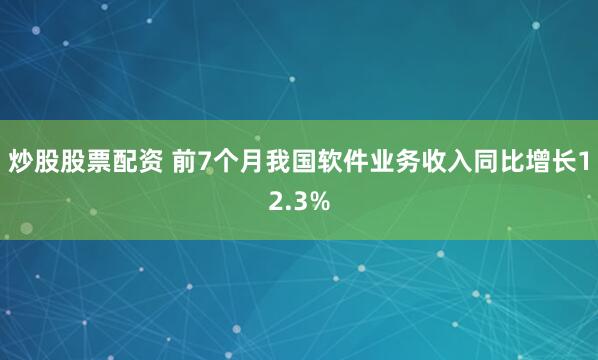 炒股股票配资 前7个月我国软件业务收入同比增长12.3%