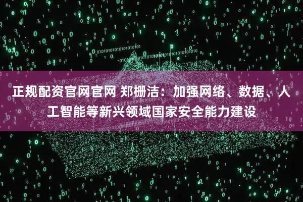 正规配资官网官网 郑栅洁:加强网络、数据、人工智能等新兴领域国家安全能力建设