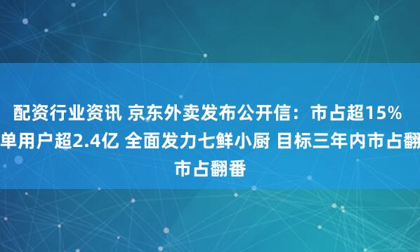 配资行业资讯 京东外卖发布公开信：市占超15% 下单用户超2.4亿 全面发力七鲜小厨 目标三年内市占翻番